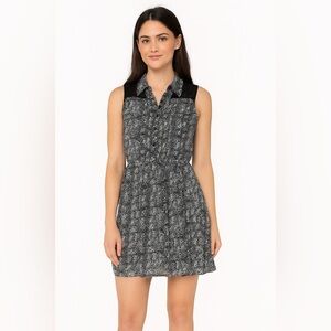 Luca Couture Black and White Sleeveless Dress with Sheer Lace Back